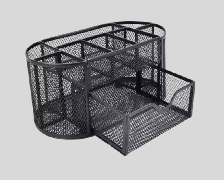 DK –Oval Mesh Desk Organizer with Pen Holder, Compartments & Drawer 1443