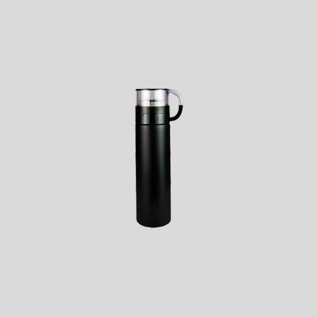 DK Transparent Cup Lid Water Bottle - Insulated Stainless Steel Travel Mug with Handle 1805