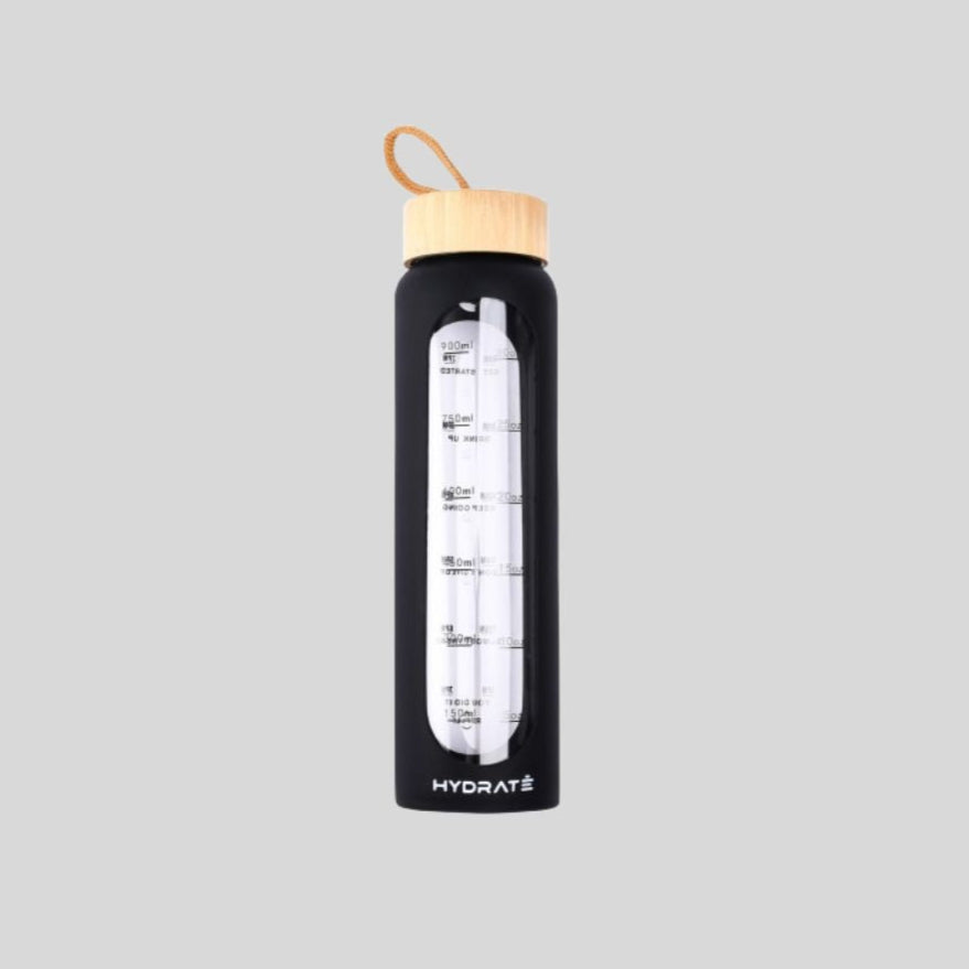DK Morning Motivation Water Bottle - 1 Liter Hydration Tracker with Wooden Cap 1845