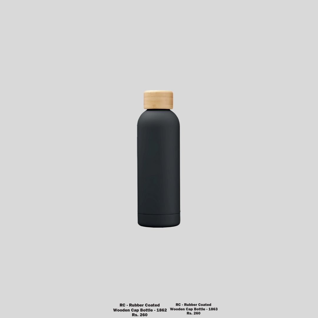 DK Rubber Coated Wooden Cap Bottle - 500ml Insulated Stainless Steel Flask 1862