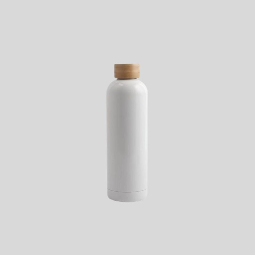 DK Rubber Coated Wooden Cap Bottle - 500ml Insulated Stainless Steel Flask 1862
