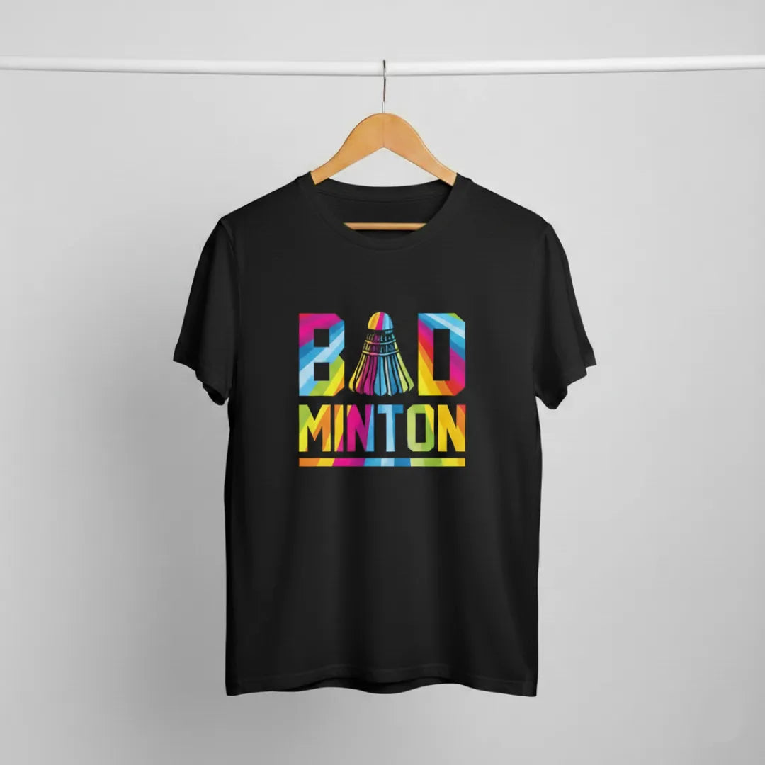 Bad Minton - Rainbow Badminton Shuttlecock Design T-Shirt