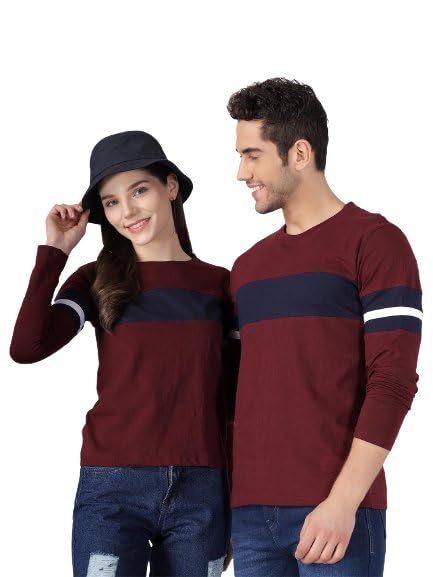 Customised Strip Long Sleeve Couple T-Shirt
