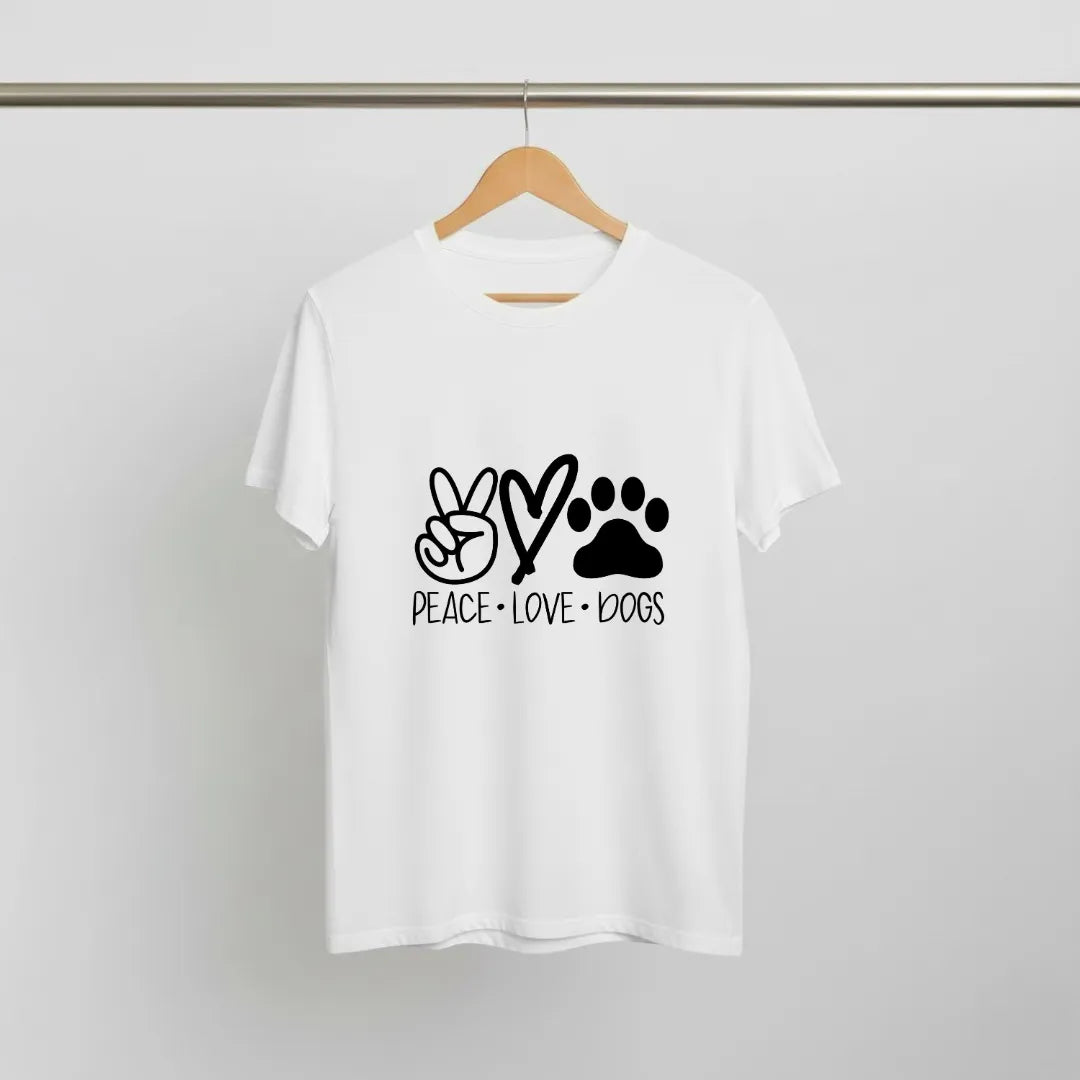 Peace Love Dogs Graphic T-Shirt Casual Style with Pet Lover Theme