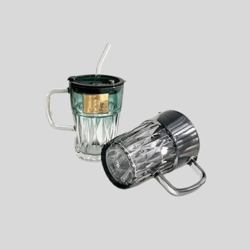 DK – Eco-Friendly Glass Sipper Tumbler - Reusable Coffee & Juice Mug with Straw for Healthy Hydration