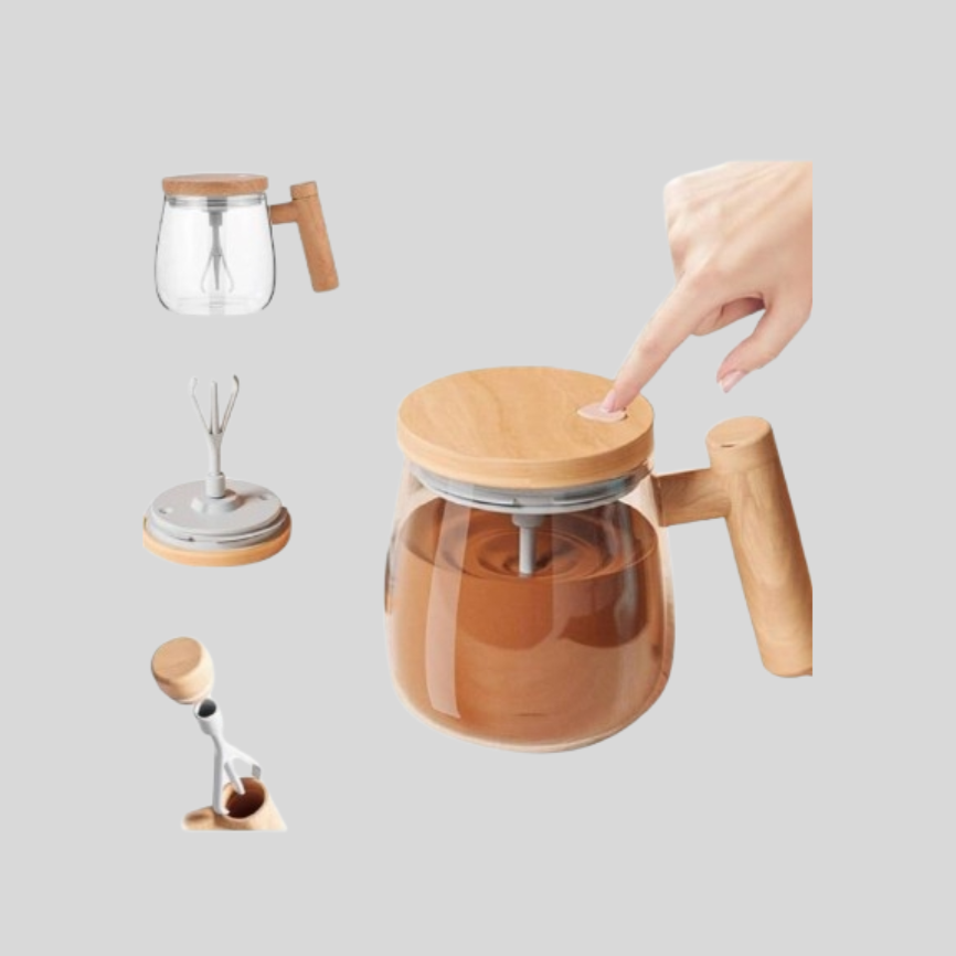 DK – Electric Self-Stirring Coffee Mug Borosilicate Mixing Cup with Lid 941