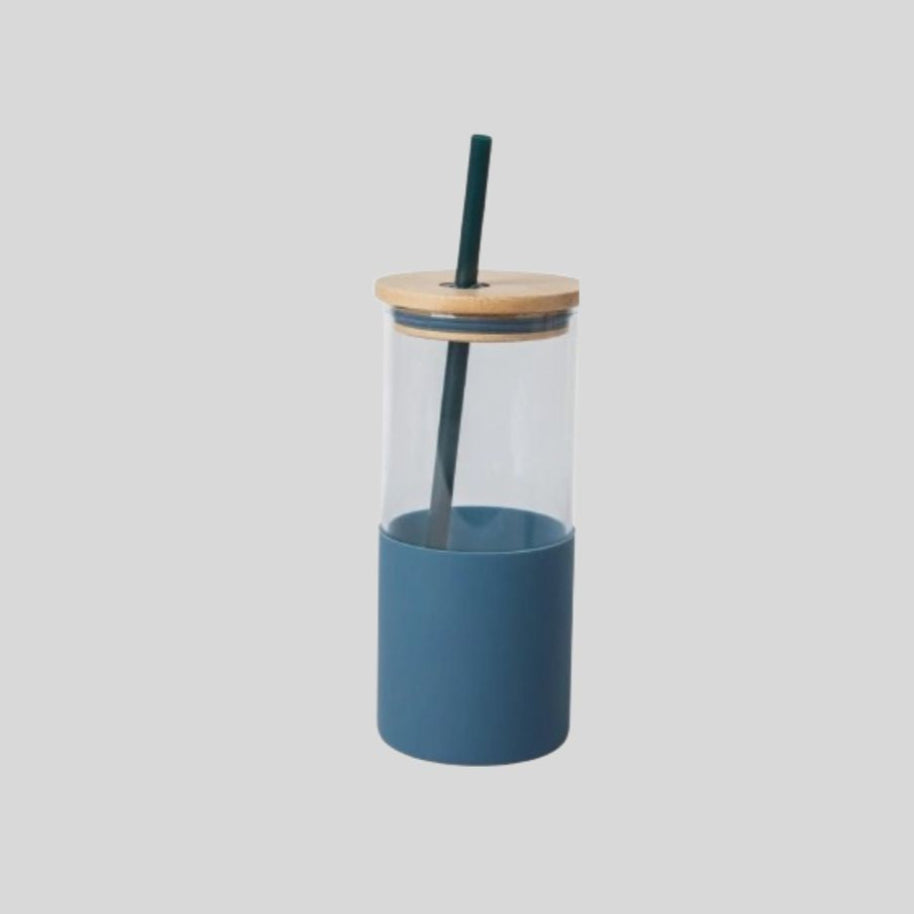 DK –Borosilicate Glass Sipper with Bamboo Lid & Straw 954