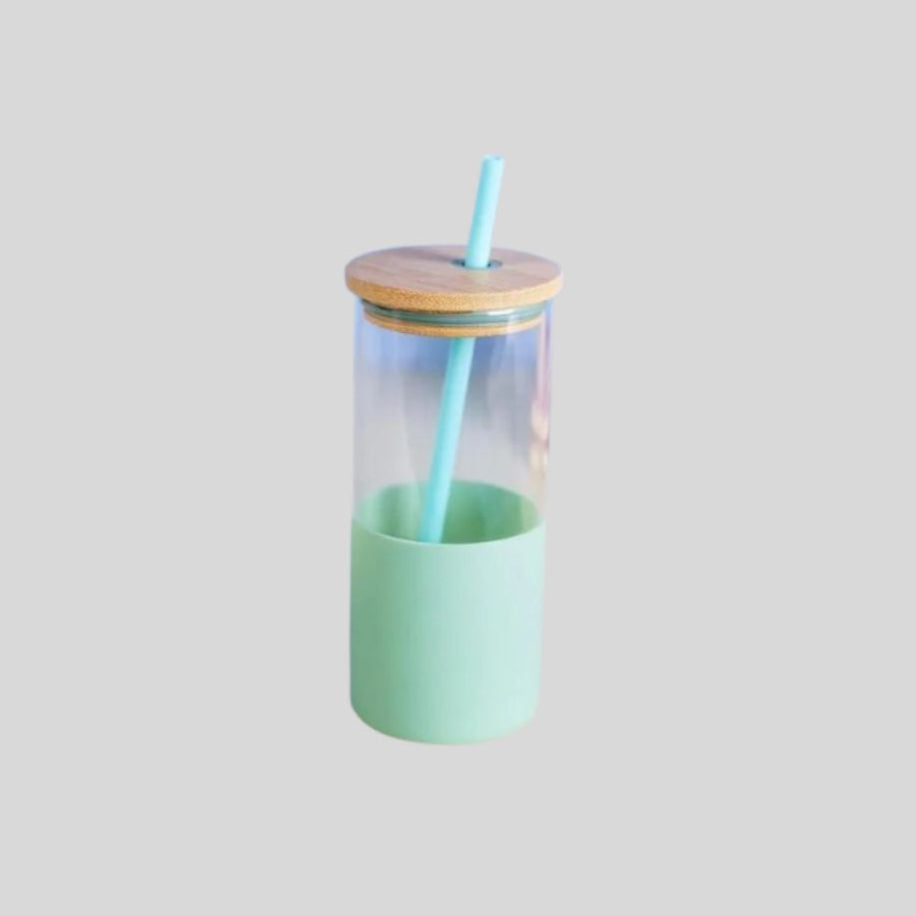 DK –Borosilicate Glass Sipper with Bamboo Lid & Straw 954