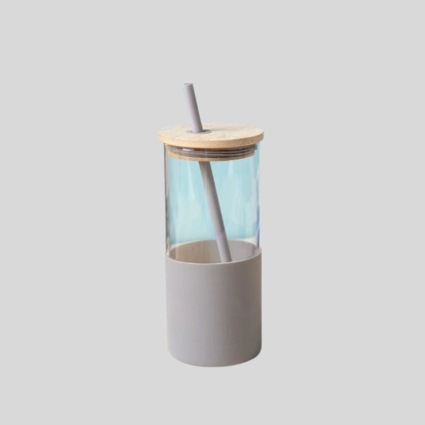 DK –Borosilicate Glass Sipper with Bamboo Lid & Straw 954