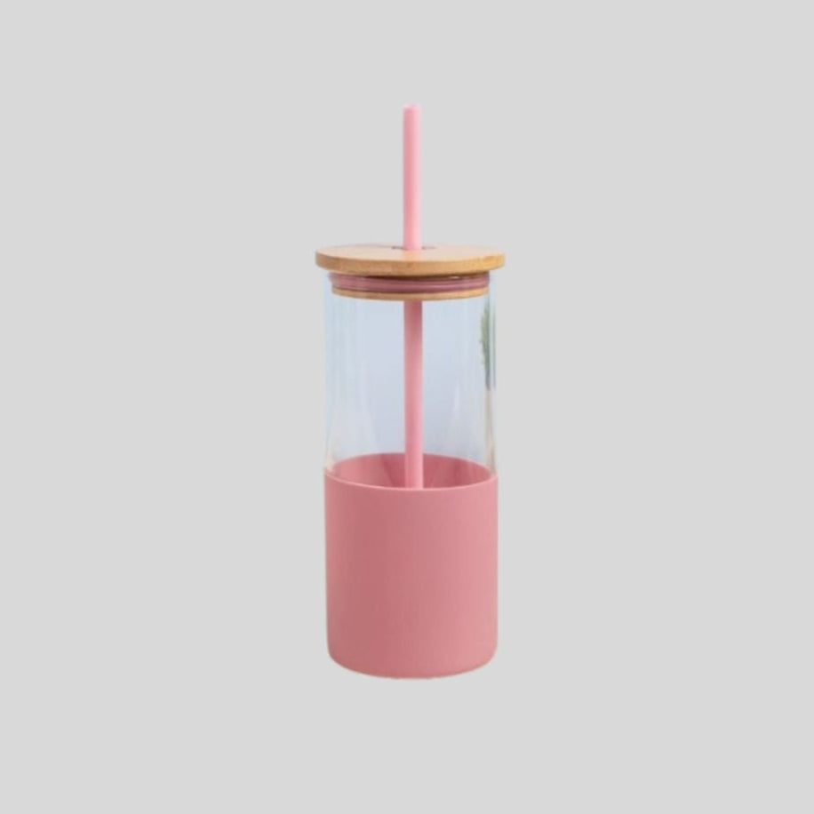 DK –Borosilicate Glass Sipper with Bamboo Lid & Straw 954