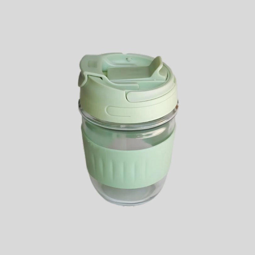 DK –Reusable Glass Coffee Shaker Mugs with Lids and Straws