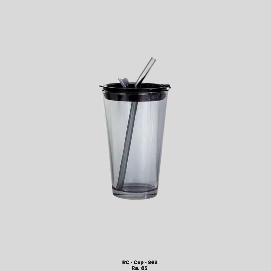 DK - Aurora Cup Glass with Straw & Spill-Proof Lid | Premium Reusable Tumbler for Hot & Cold Beverages – 500ml
