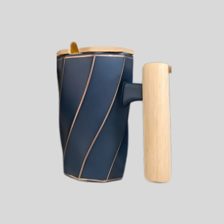 DK - Premium Ceramic Coffee Mug with Wooden Handle