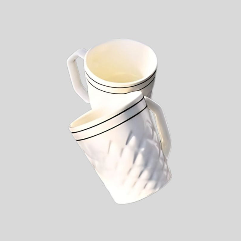 DK - Premium White Ceramic Elegant Black Rim Design 350ml Tea & Coffee Mug- 985