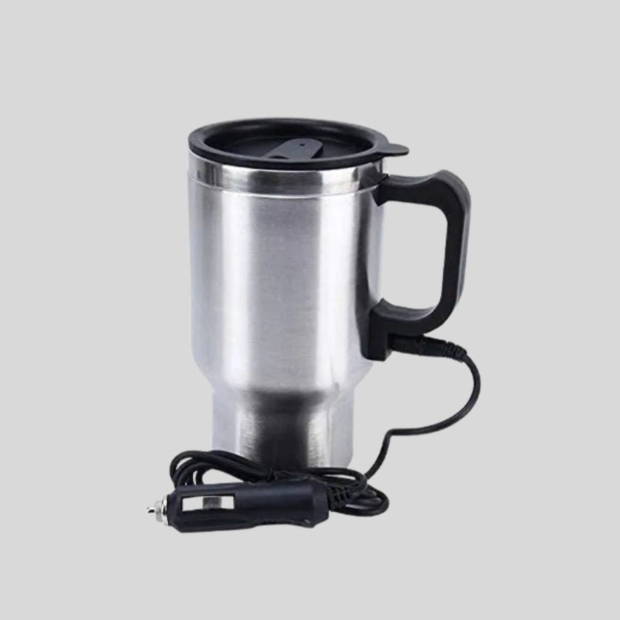DK - Car Heating Mug - 12V Stainless Steel Travel Coffee Tumbler with Car Charger