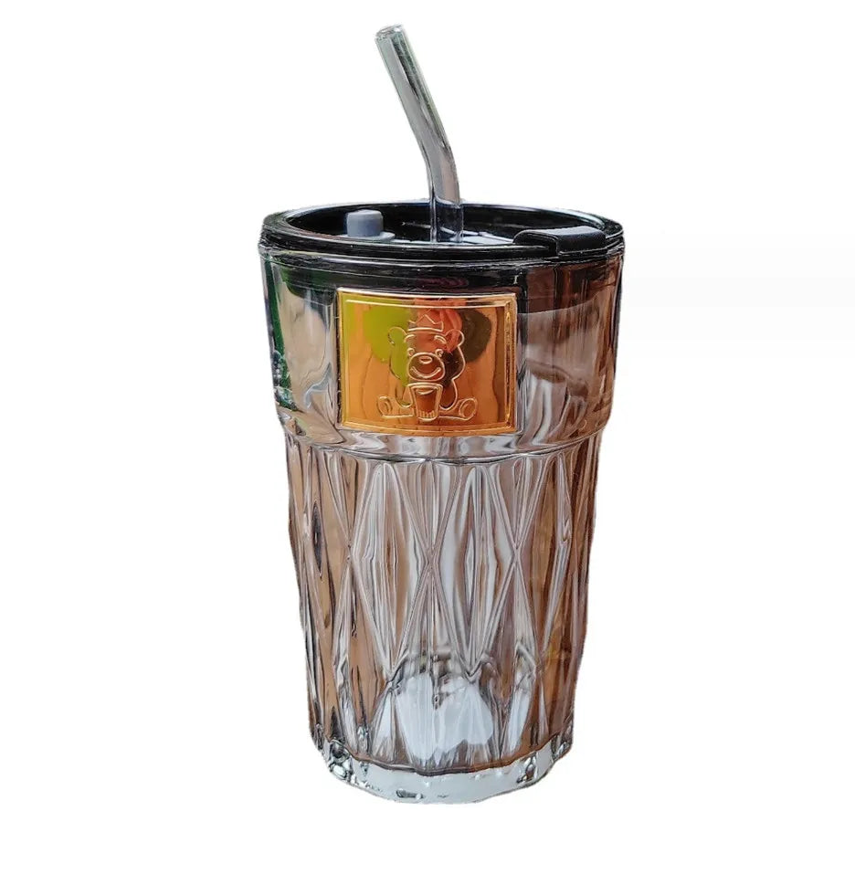 DK – Eco-Friendly Glass Sipper Tumbler - Reusable Coffee & Juice Mug with Straw for Healthy Hydration