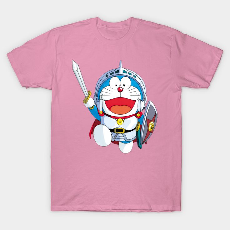 Knight Doremon Print in Pink T-Shirt
