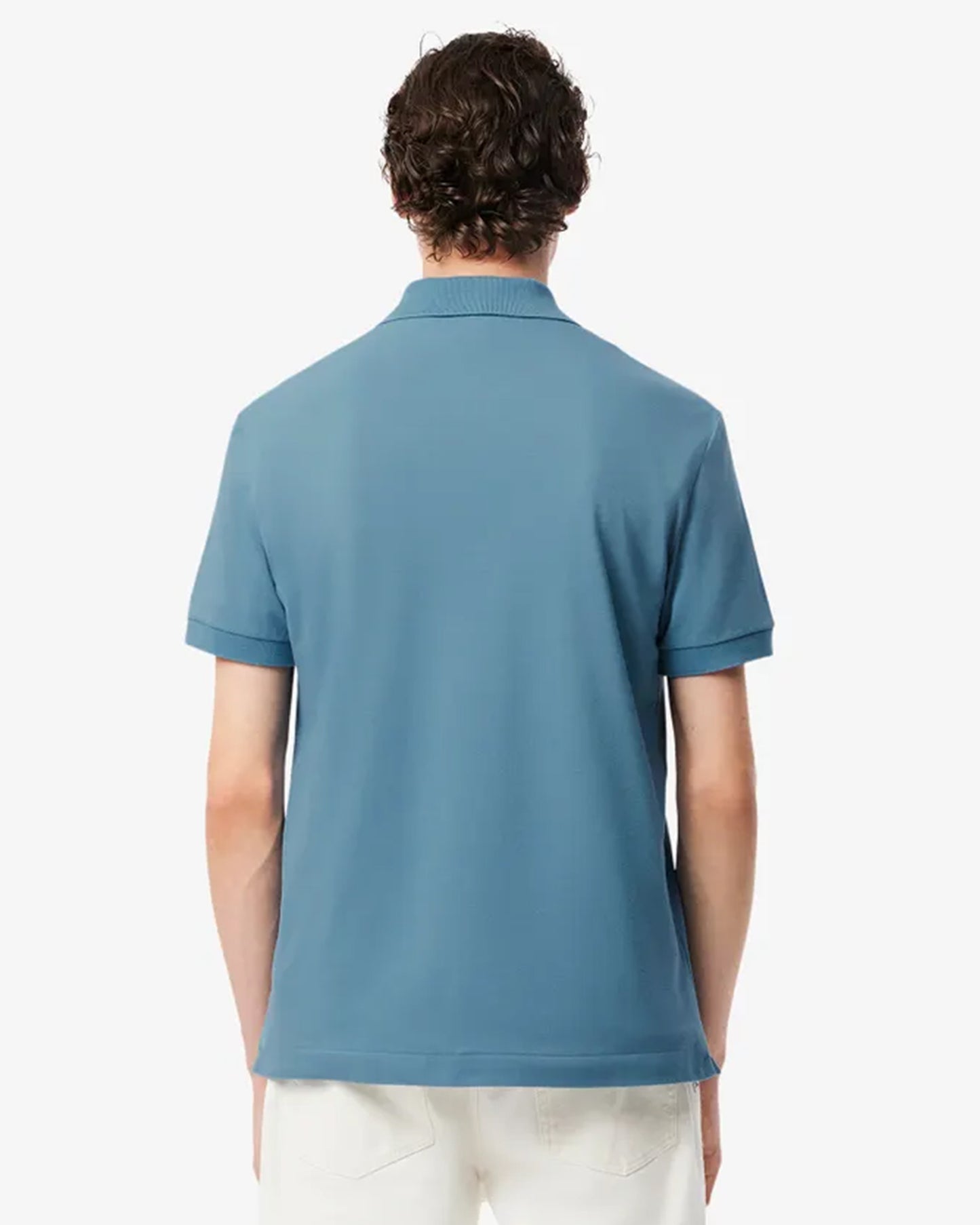 Back view Blue Polo T-Shirt for Men and Short Sleeves