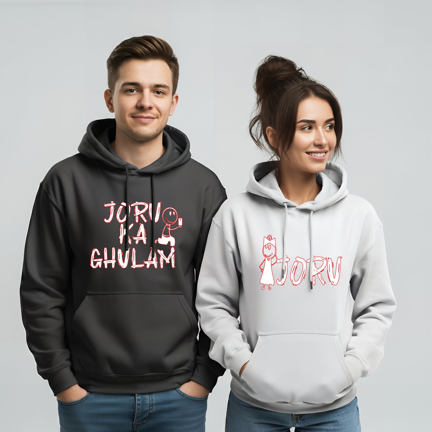 Joru Ka Gulaam & Joru Funny Couple Hoodies
