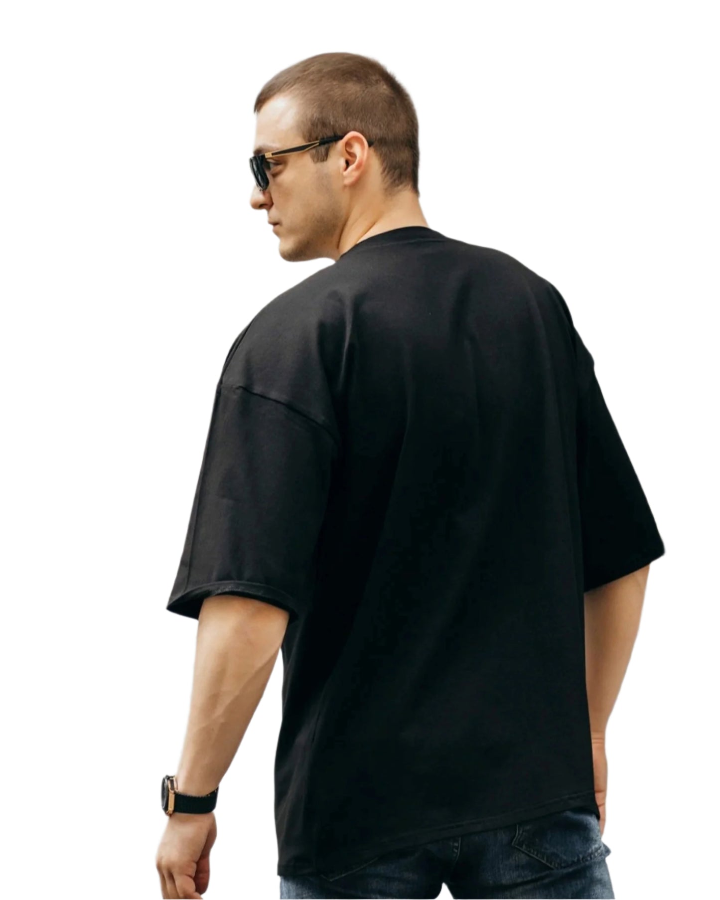 Black_TShirt_Style_Relaxed_Fit_Casual_Look_back_side_view