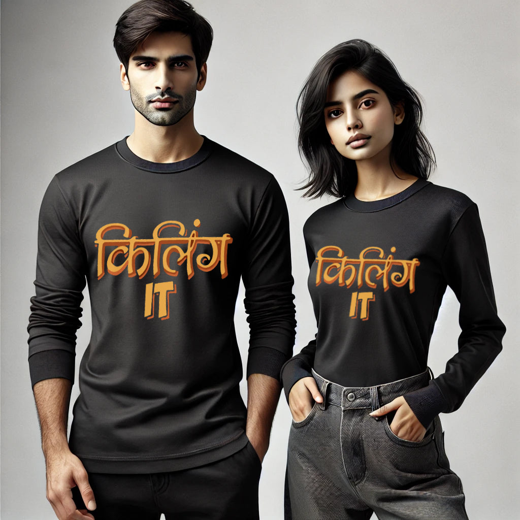 Killing It Funny Long Sleeve Couple T-Shirts