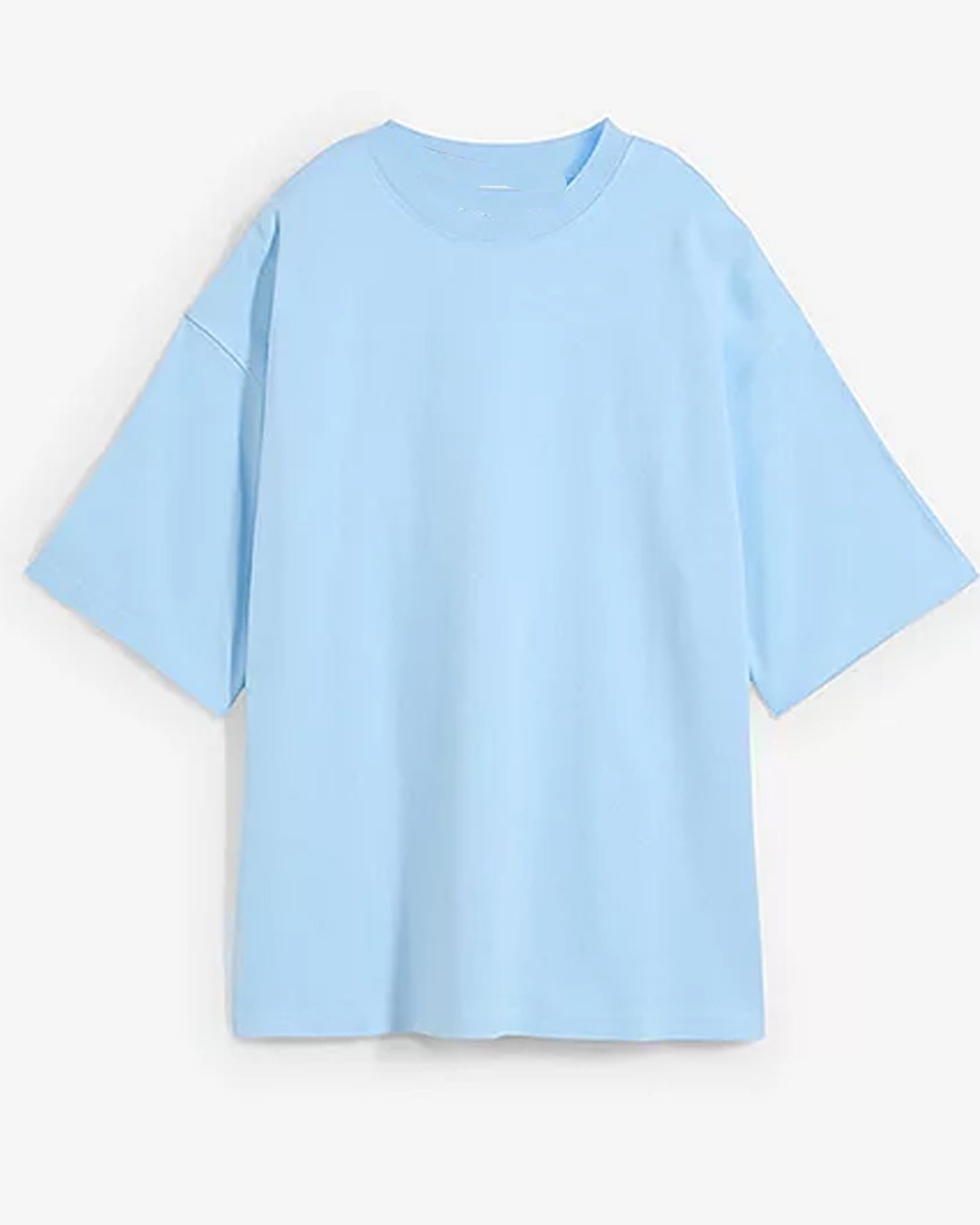 light blue oversized t-shirt in round neck.