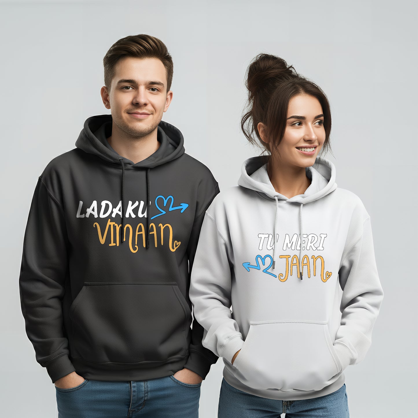 Ladaku Vimaan & Tu Meri Jaan Funny Couple Hoodies
