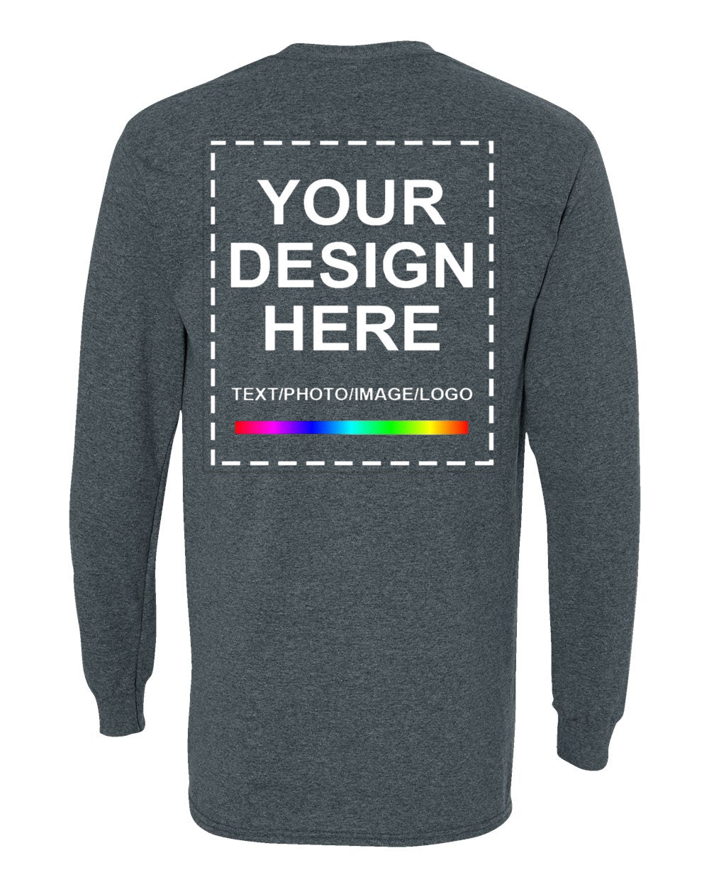 Customized Print Heather Grey Sweatshirt Back View