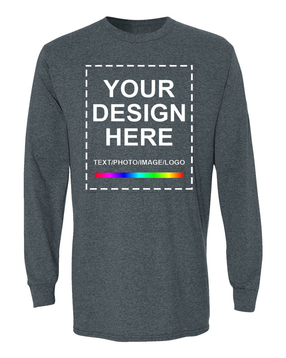 Customized Print Heather Grey Sweatshirt Front View