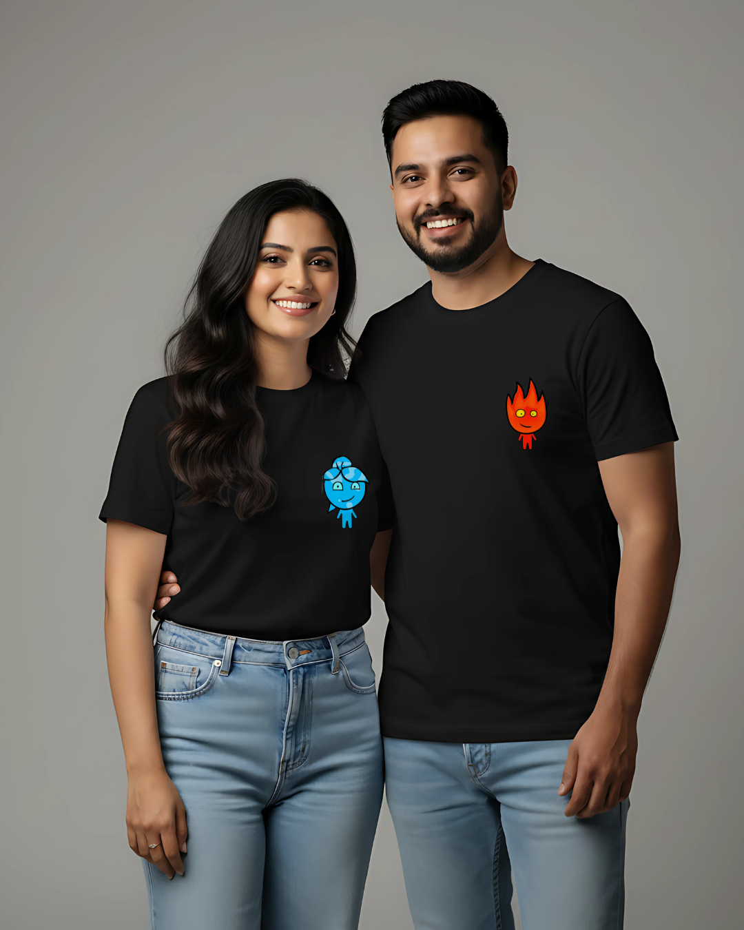 Fireboy and Watergirl Matching Couple T-Shirts