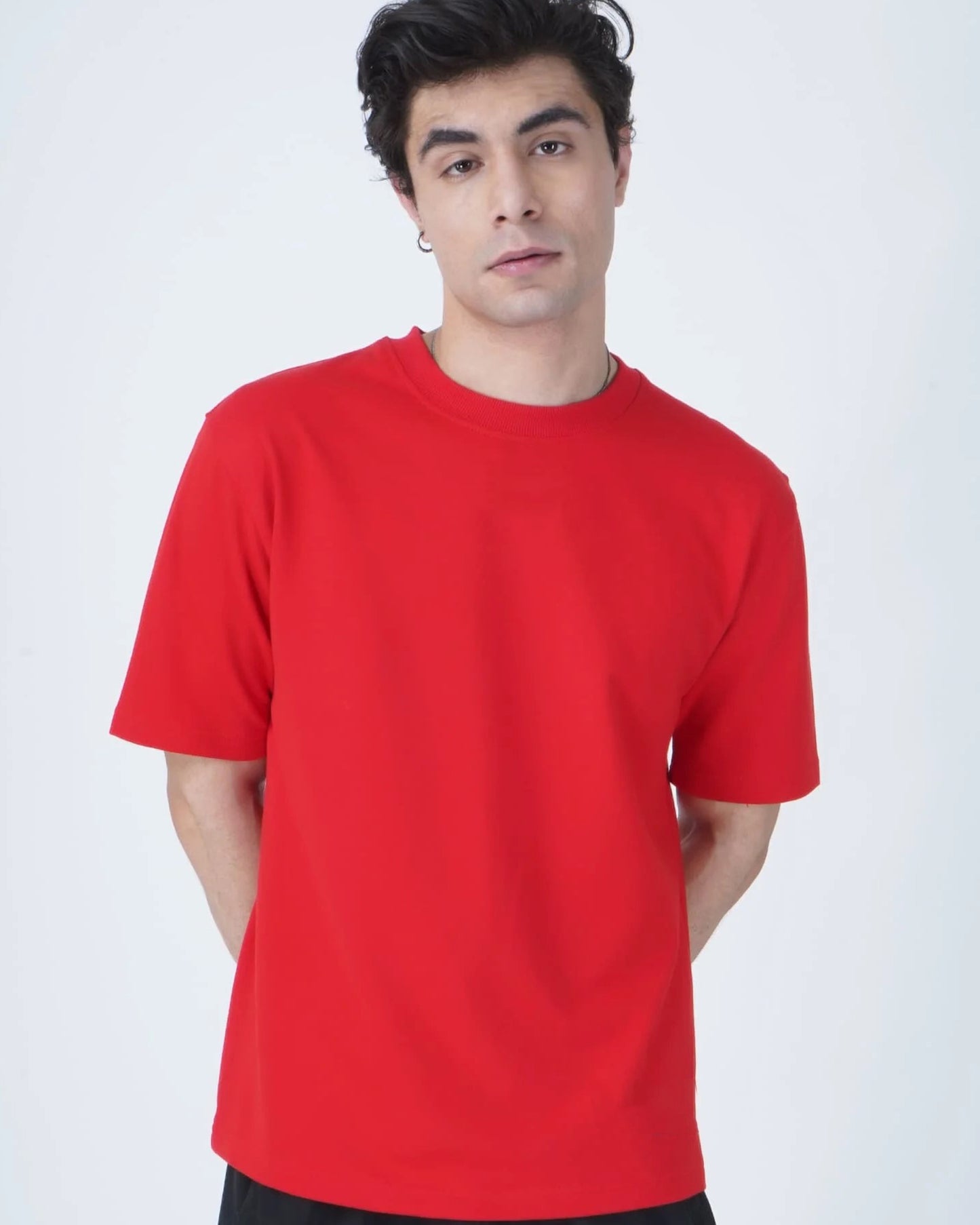 Front View of Short Sleeve Red Oversize T-Shirt