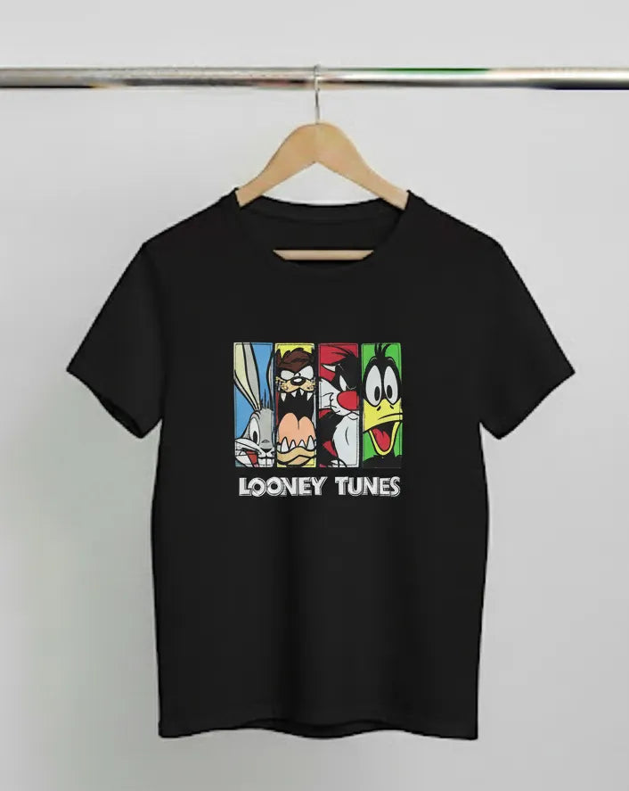 DivviK Looney Tunes Character Split Graphic T-Shirt | Classic Cartoon Fan Tee