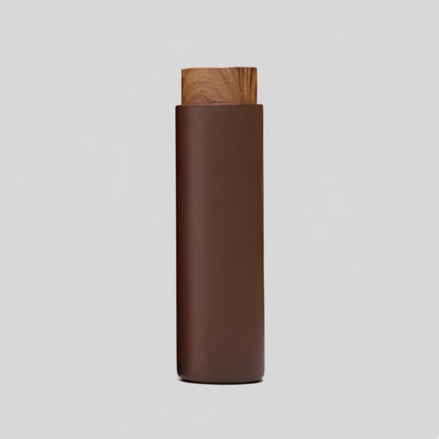 400 ML Matte Flask with Wooden Finish Cap – Stylish Customizable Gift Bottle DKGHA- 052