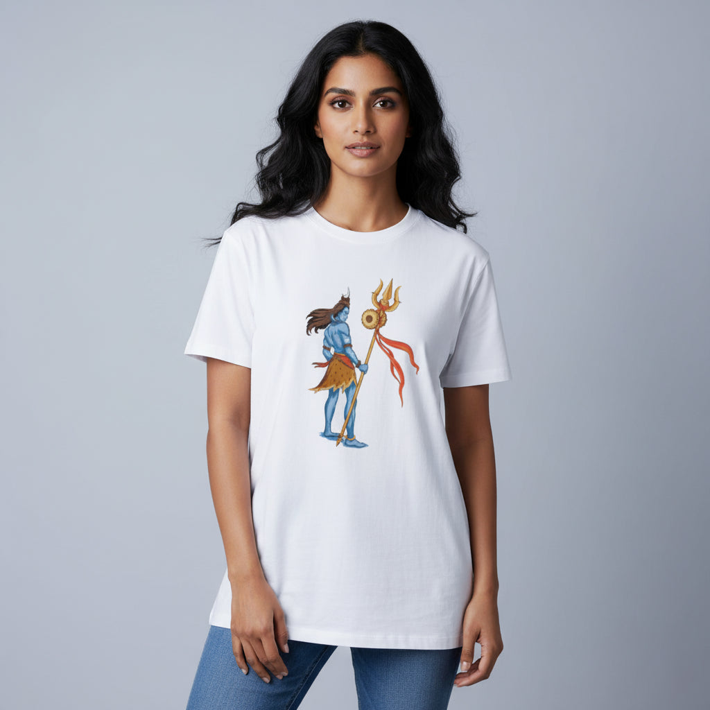 Shiva Trident Graphic T-Shirt: Full Figure Design