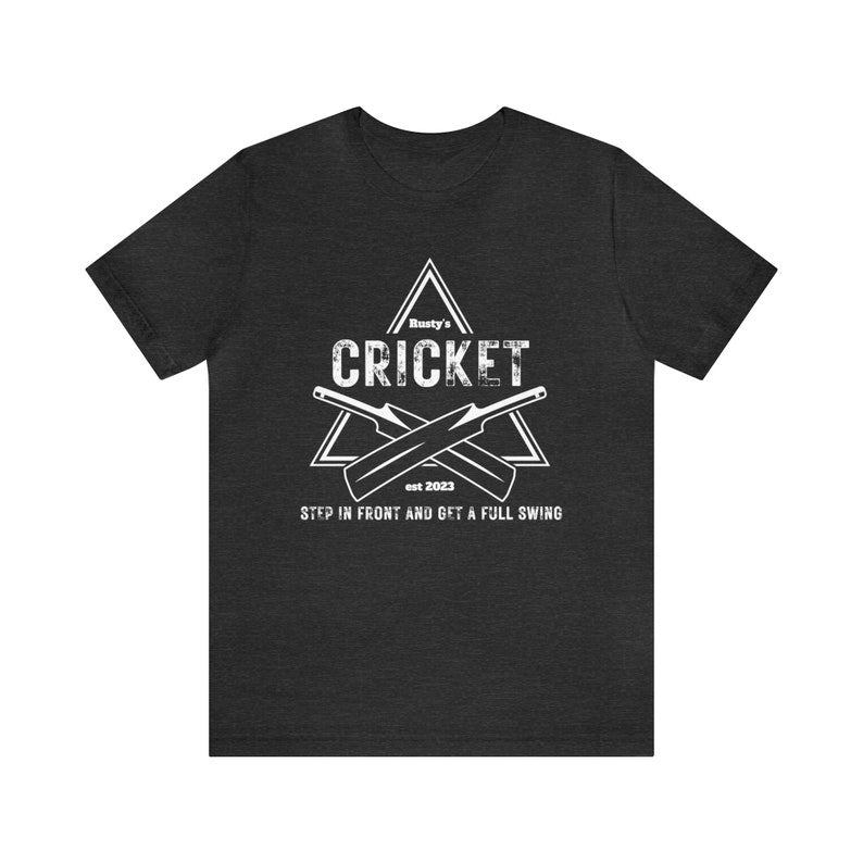 Heather Black "Rusty's Cricket" Bats Graphic T-shirt
