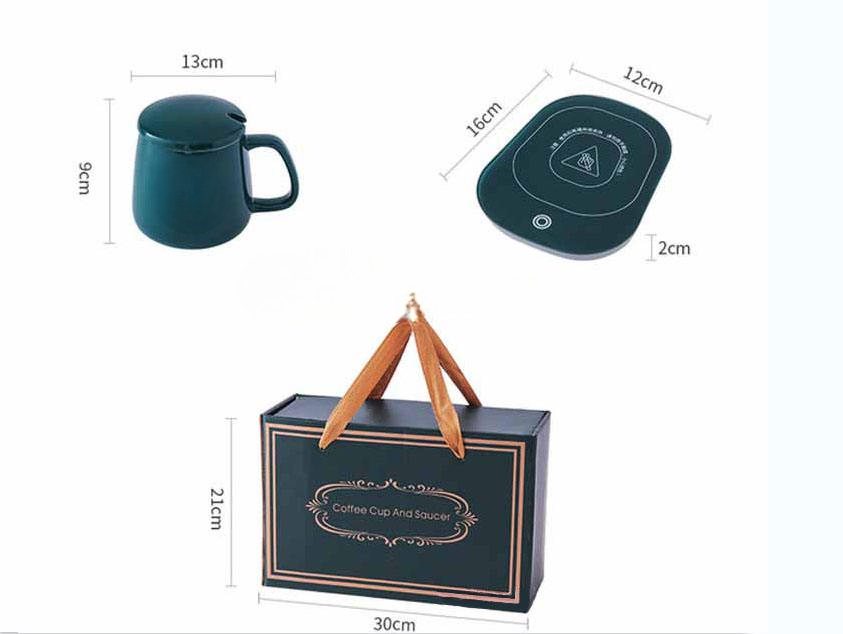 DK – 55°C Coffee Mug Warmer Gift Set - Modern Ceramic Mug with Electric Heating Pad 943