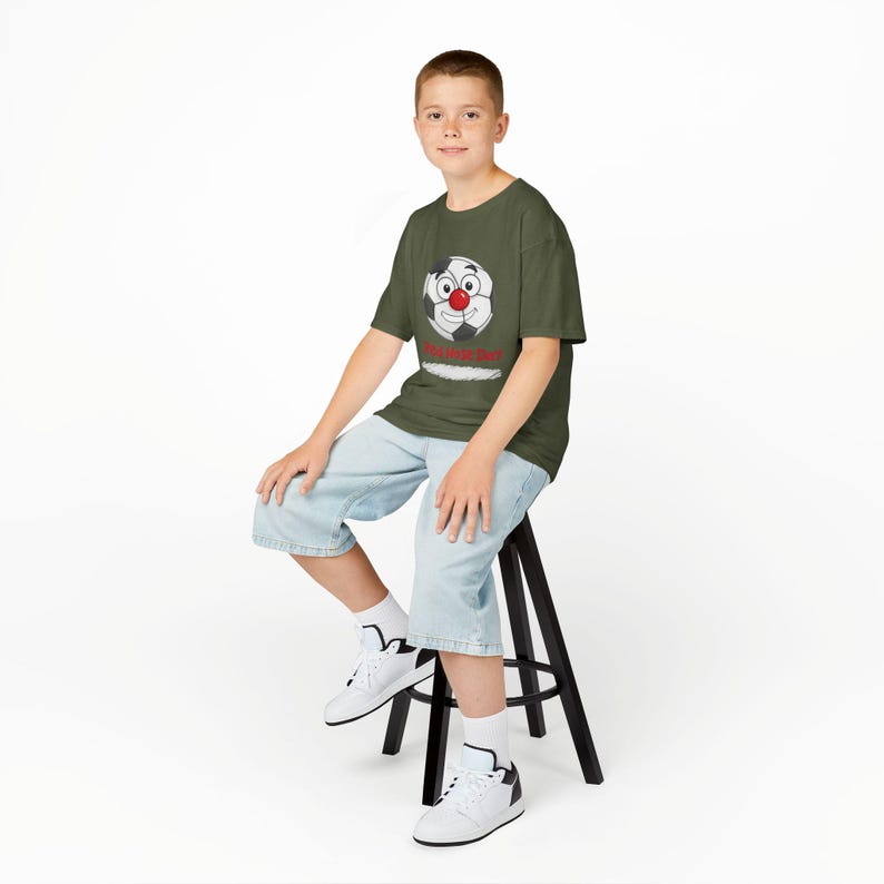 Kids' Heather Green Red Nose Day Soccer Ball Graphic T-shirt