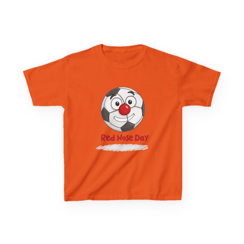 Kids' Light Orange Nose Day Soccer Ball Graphic T-shirt.