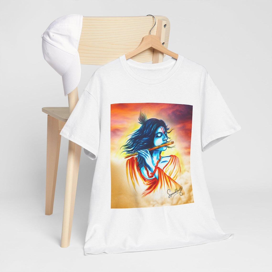 Lord Krishna Playing Flute Graphic T-Shirt Long View