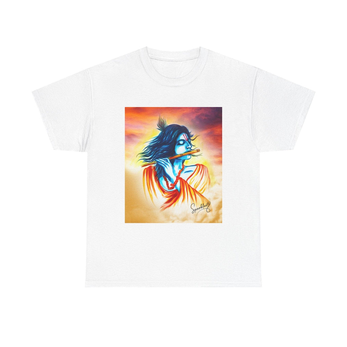 Lord Krishna Playing Flute Graphic T-Shirt for Kids