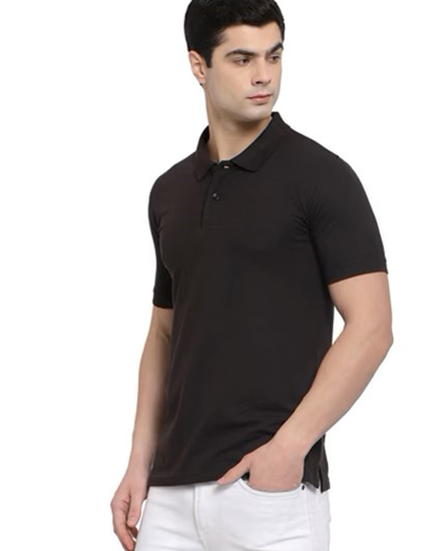 Men_s_Regular_Fit_Black_Polo_Tshirt_Casual_Wear Side view