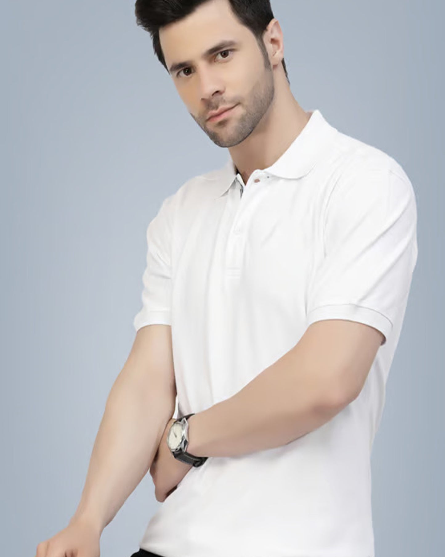 Men_s_White_Regular_Fit_Polo_TShirt_Casual_Short_Sleeve_side view