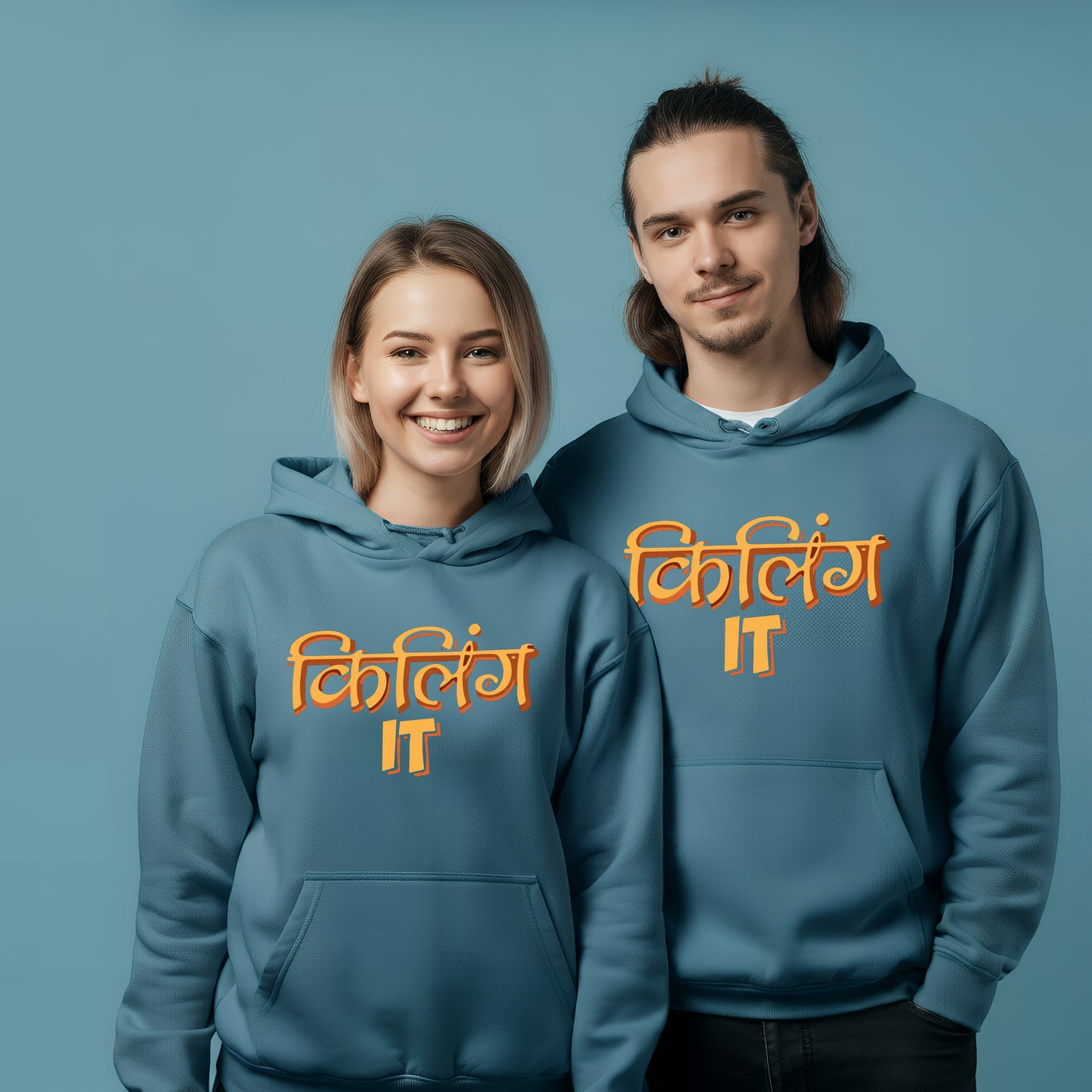 Killing It Funny Long Sleeve Couple Hoodies