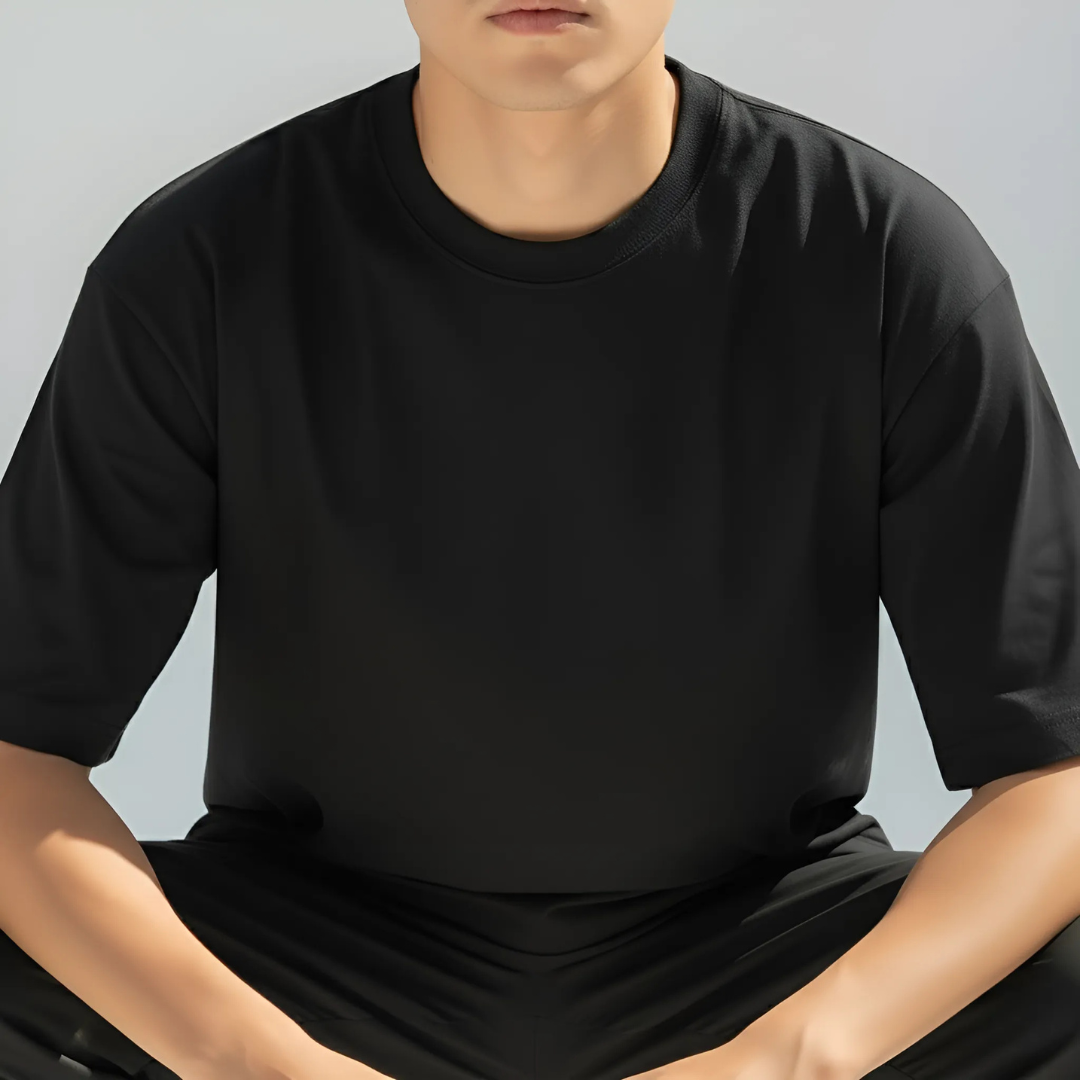 Black Oversized Graphic T-Shirt with Renaissance Inspired Print