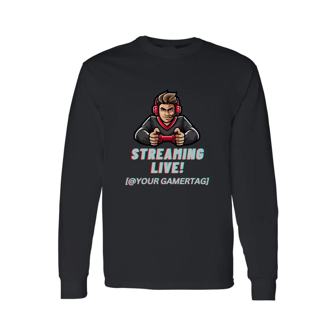 ๐ฎ Streaming Live Long Sleeve Tee โ Custom Gamertag Edition
