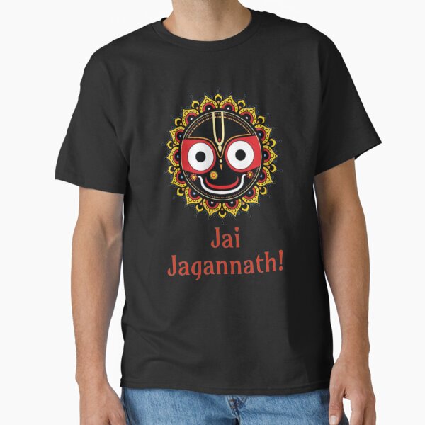 Vibrant Jay Jagannath Mandala Design Devotional Black T-Shirt