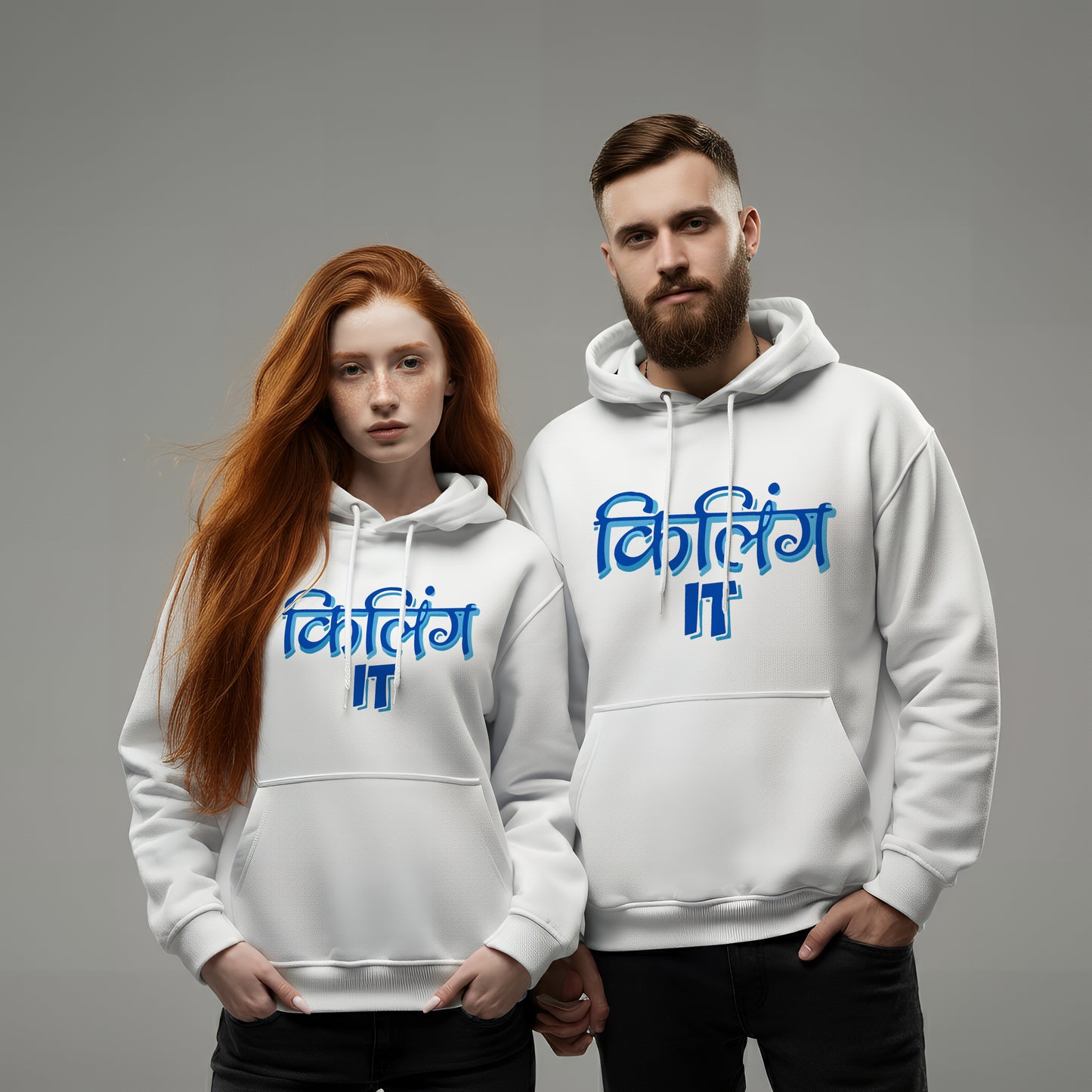 Killing It Funny Long Sleeve Couple Hoodies