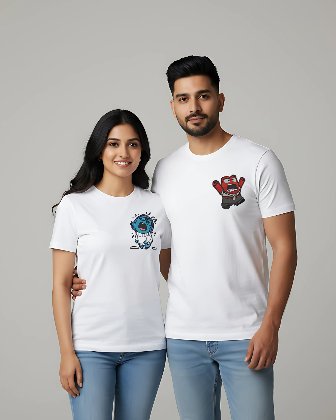 "Inside Out" Sadness & Anger matching couple T-shirts