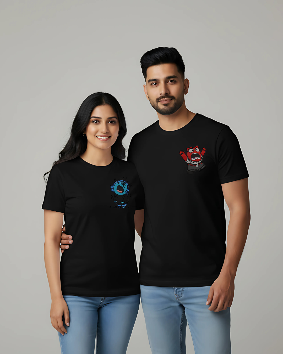 "Inside Out" Sadness & Anger matching couple T-shirts