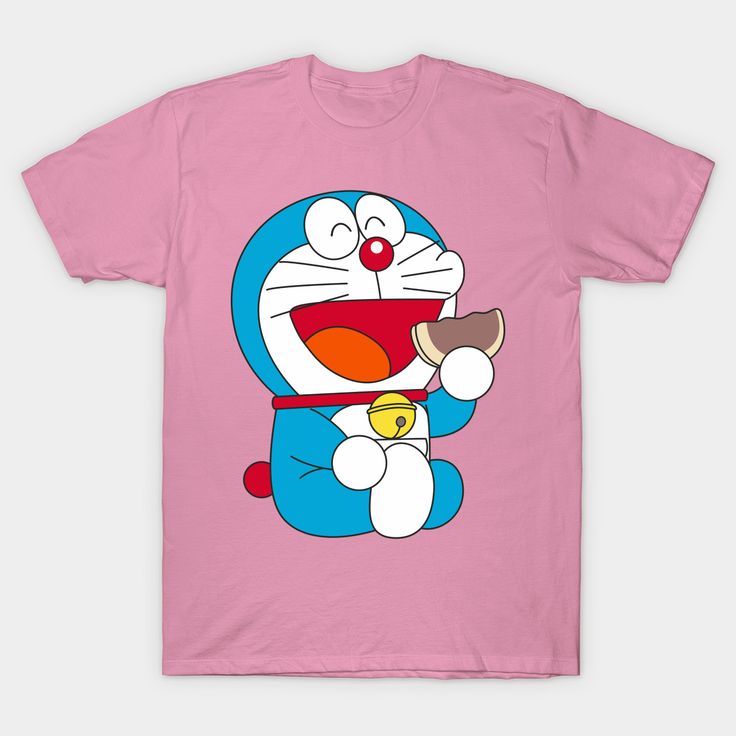 Doremon Eating Doracake in Pink T-Shirt